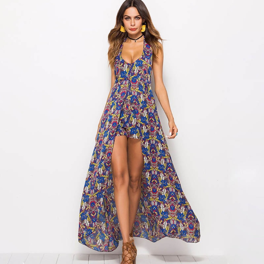 Long Chiffon Desiger One Piece Dress